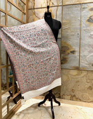 Kashmir Treasures Kani Jamawar work Modal Silk Stole  - Off-White