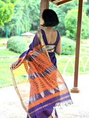 Purple Maheshwari Silk Saree with Rust Pallu