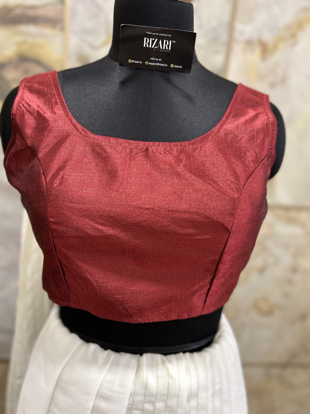 Exclusive Short Sleeves Design Blouse  - Maroon