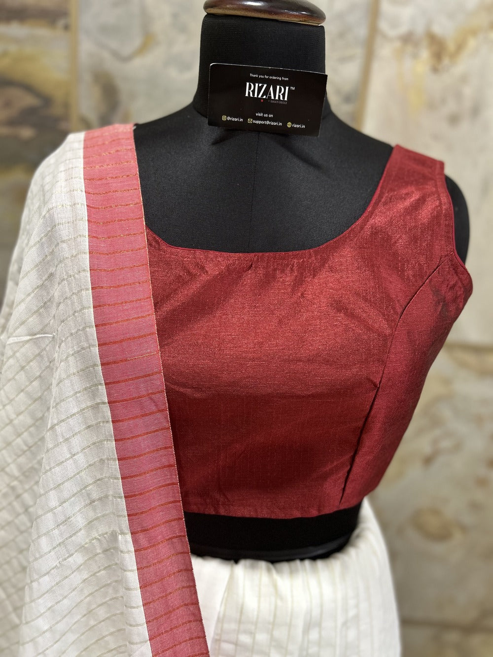 Exclusive Short Sleeves Design Blouse  - Maroon