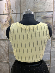 Handloom Ikat Front Button - Pastel Yellow