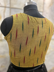 Handloom Ikat Front Button - Mustard