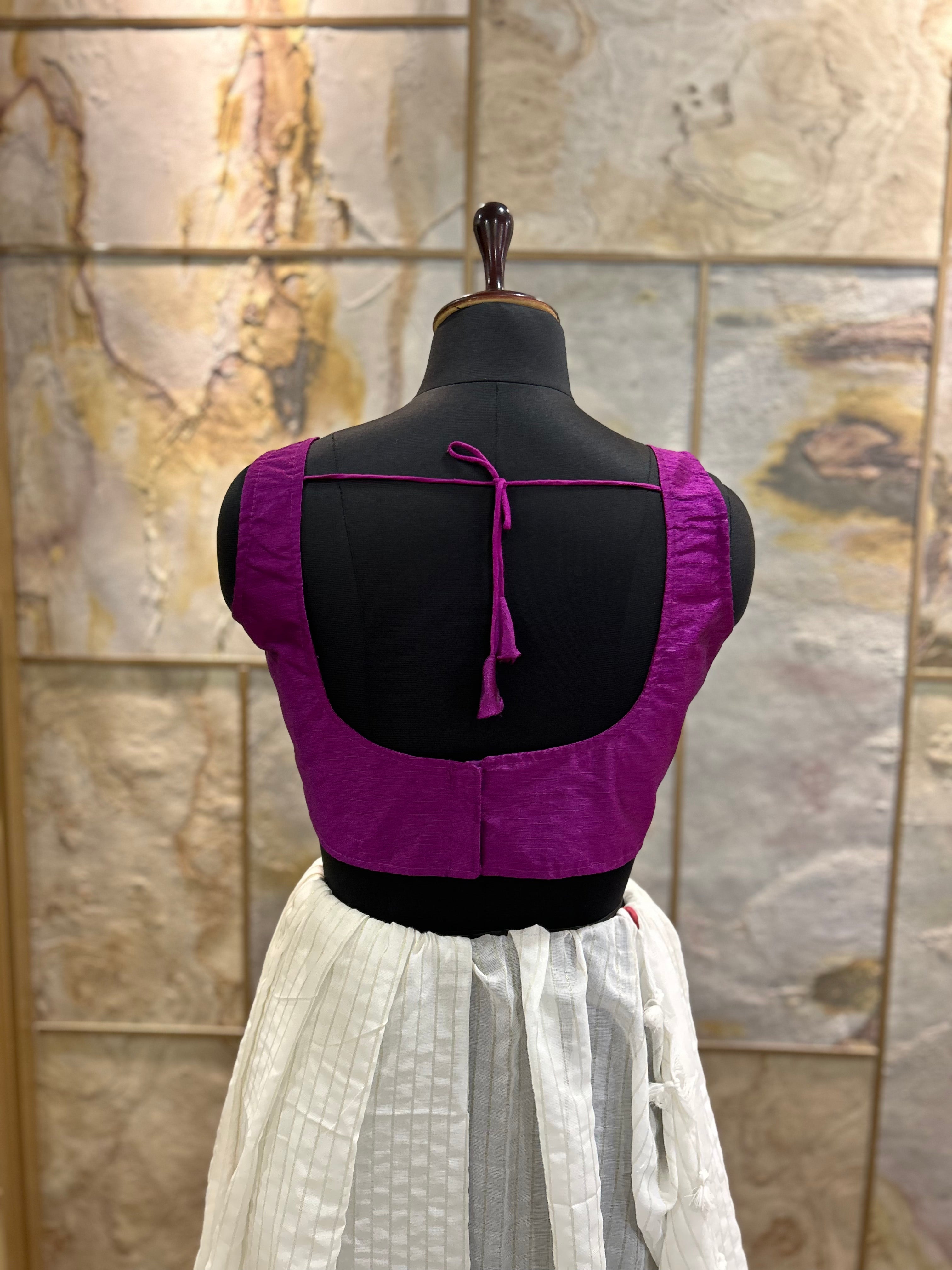 Exclusive Short Sleeves Design Blouse  - Magenta