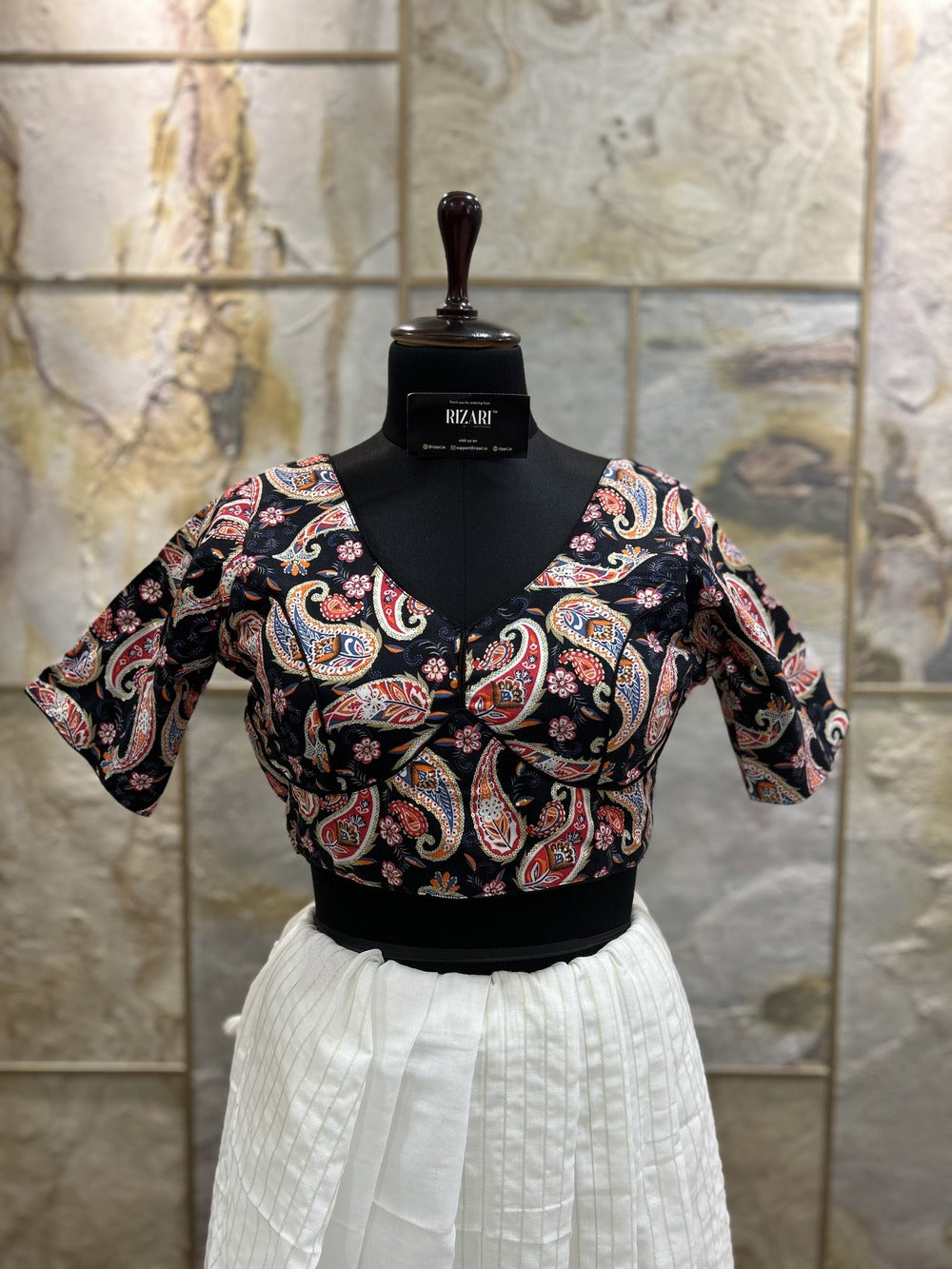 Black Kalamkari Cotton Blouse