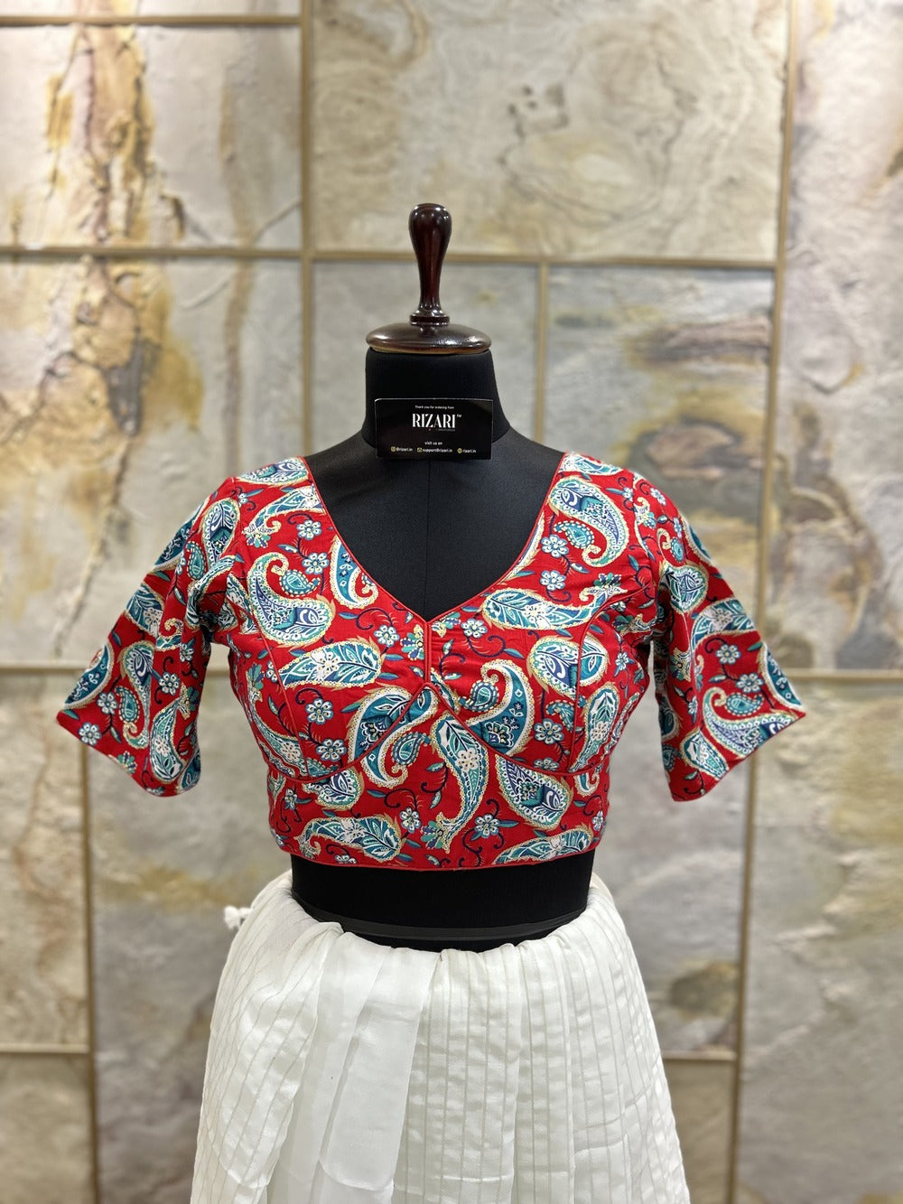 Red Kalamkari Cotton Blouse