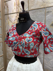 Red Kalamkari Cotton Blouse