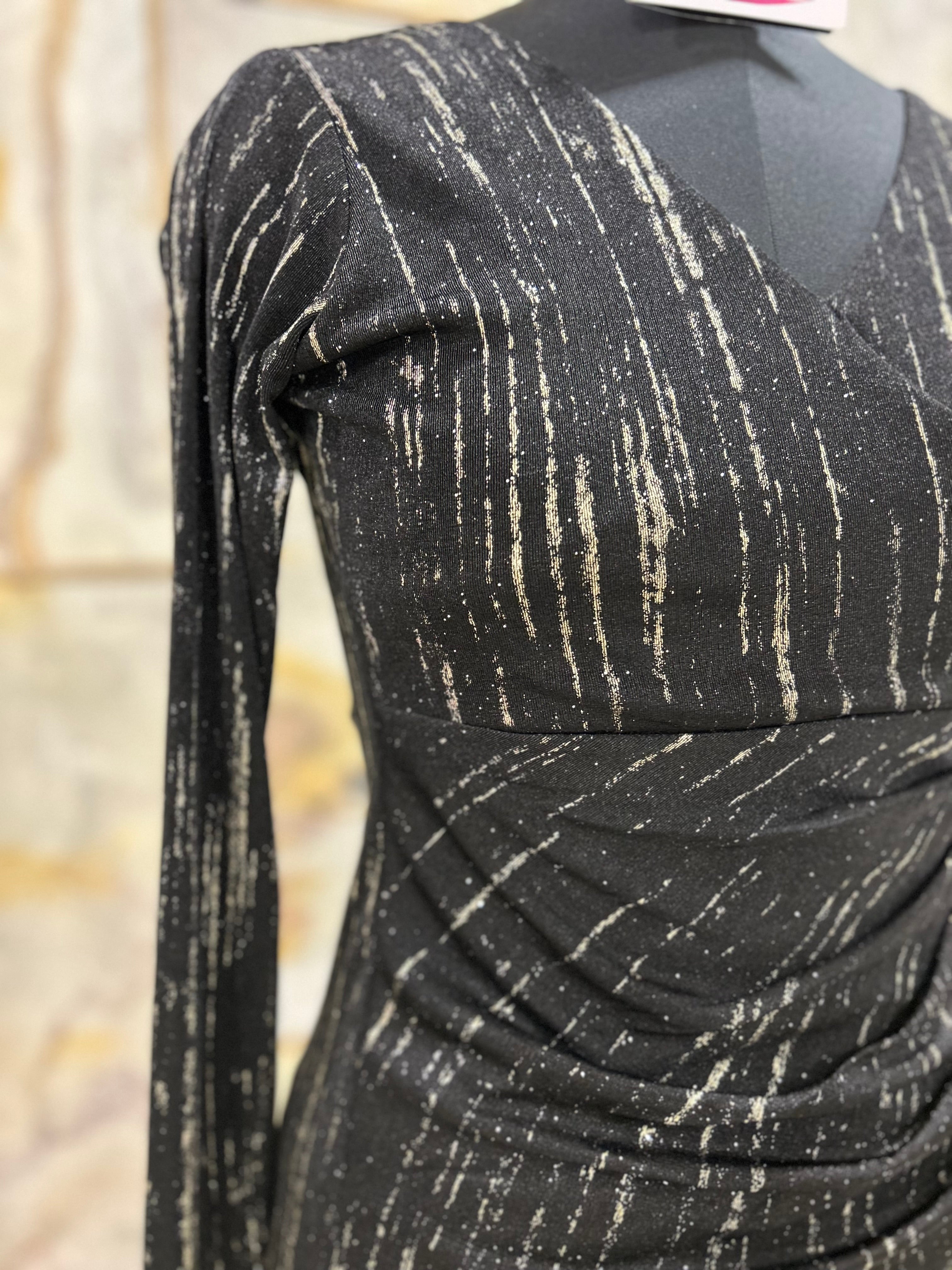 Bodycon Pleat Detail Dress Black