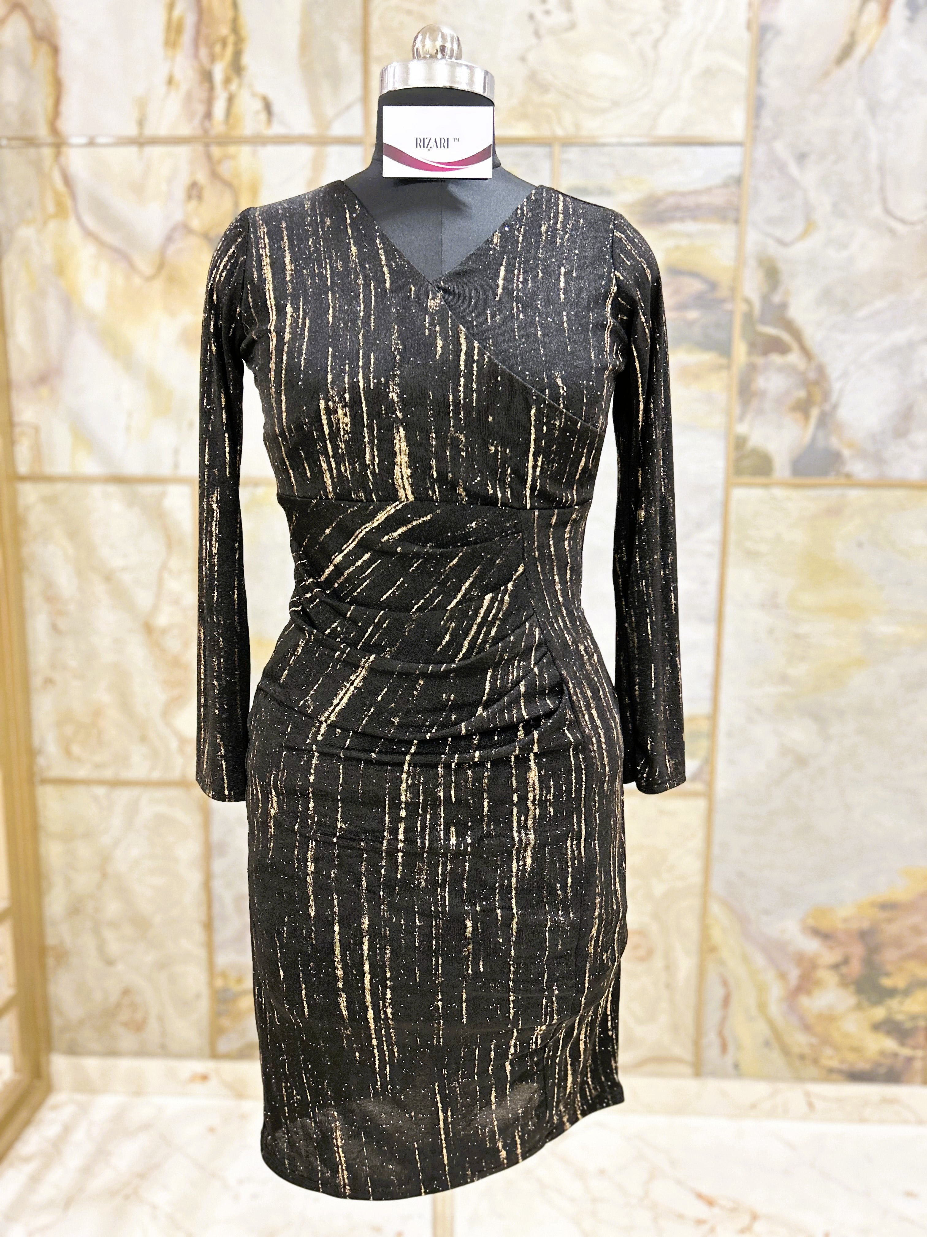 Bodycon Pleat Detail Dress Black