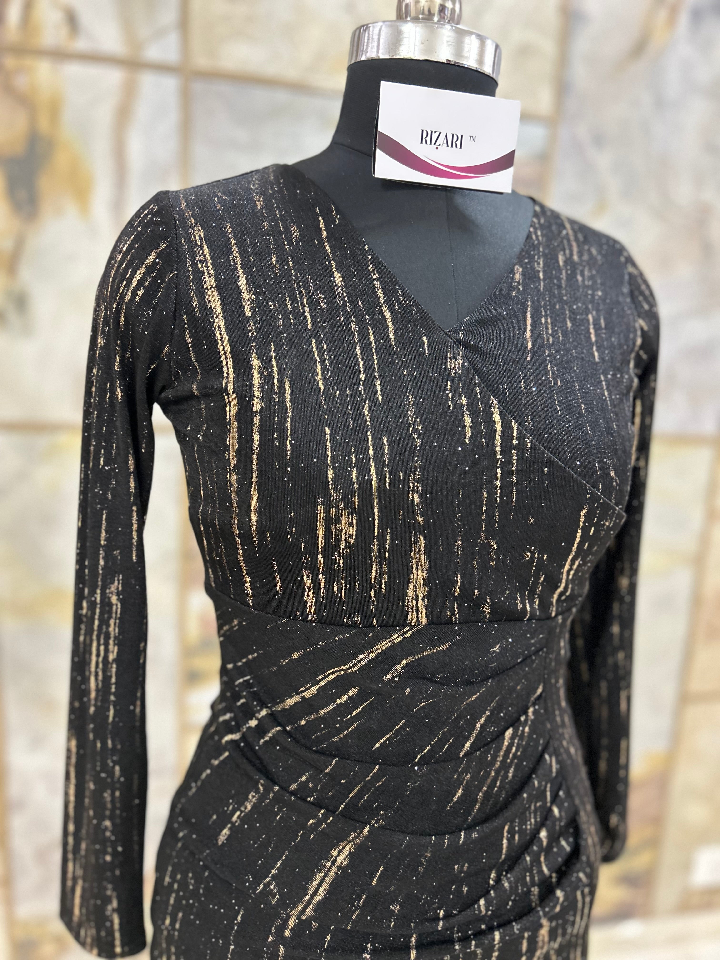 Bodycon Pleat Detail Dress Black