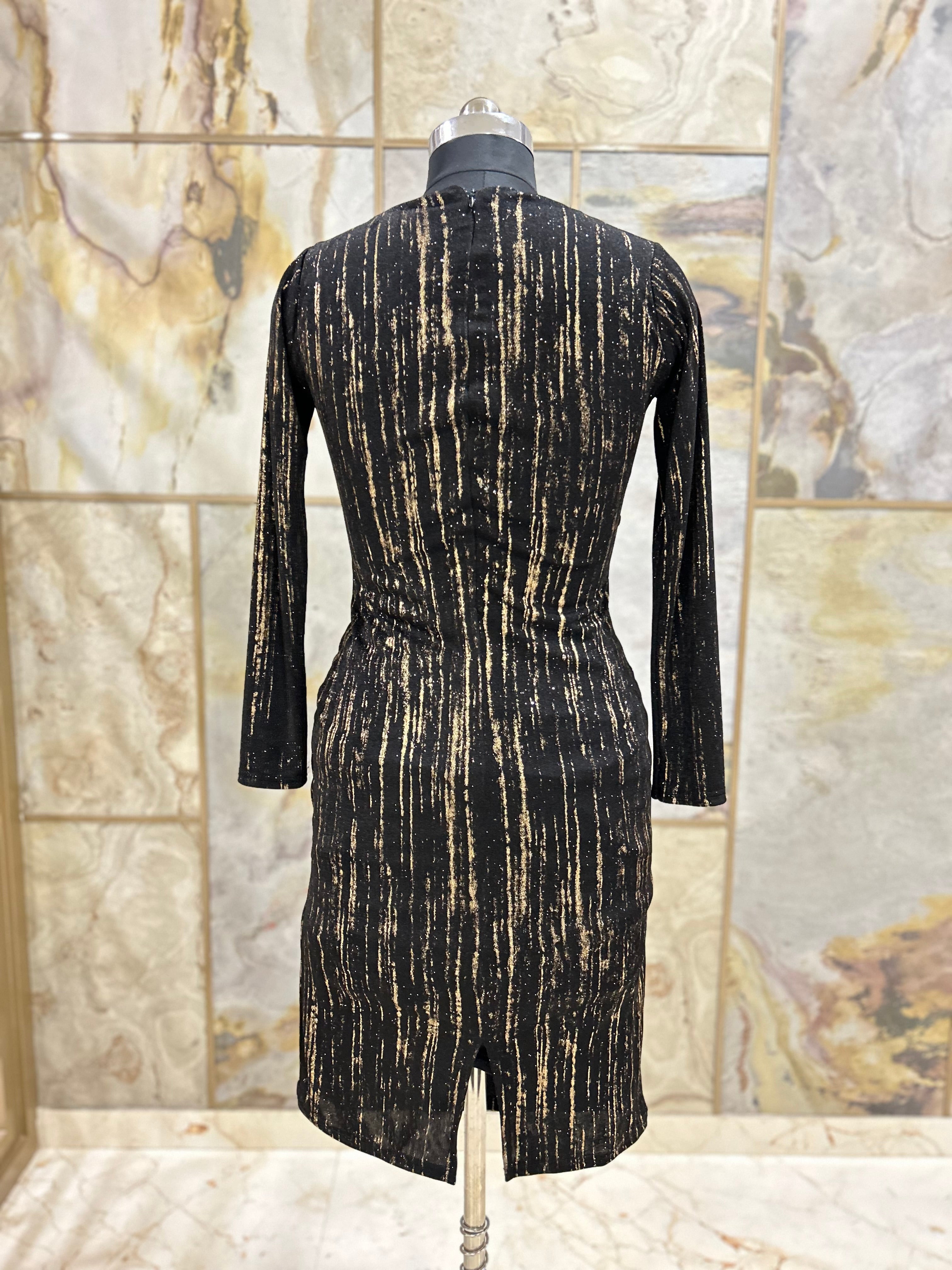 Bodycon Pleat Detail Dress Black
