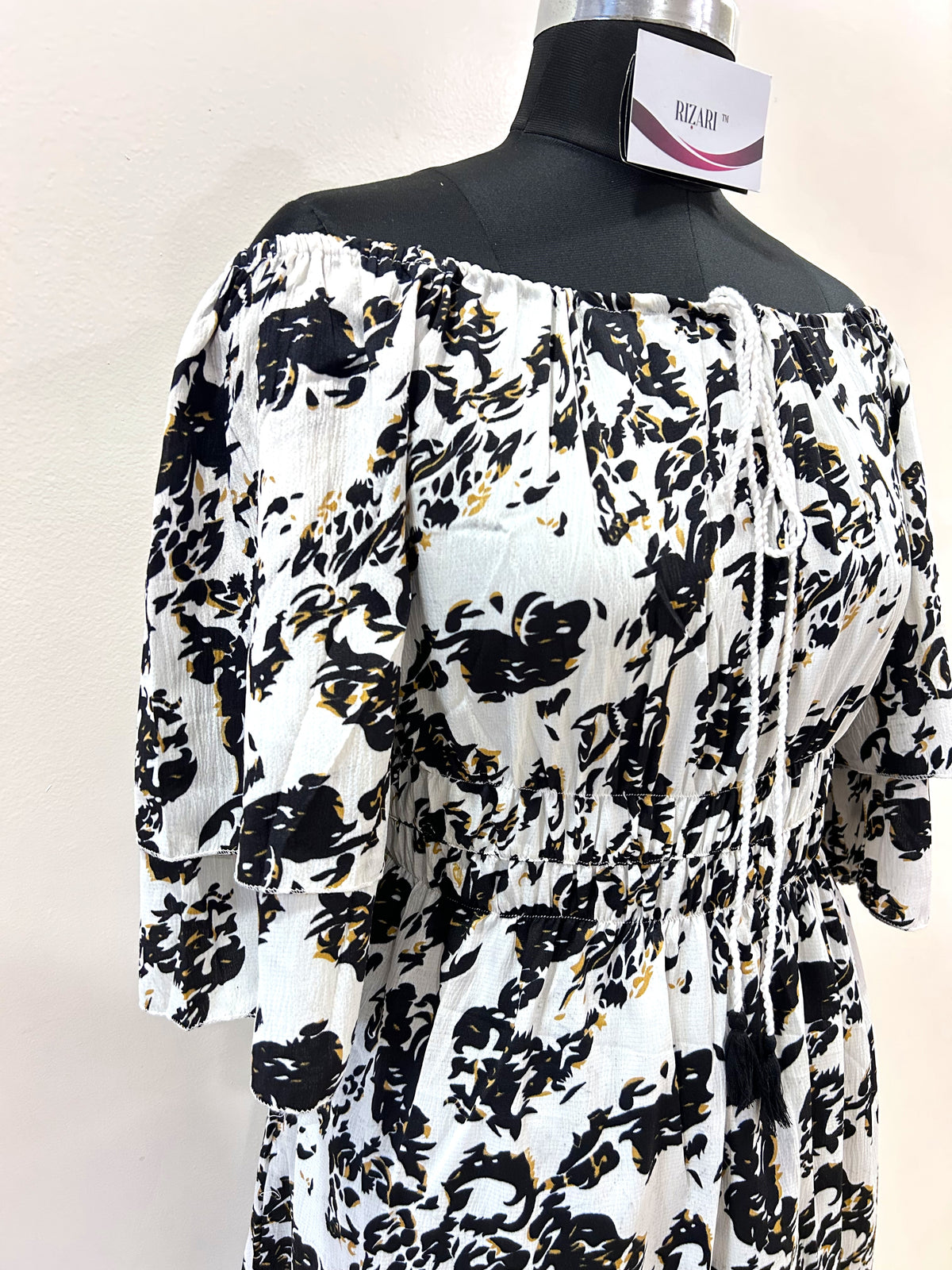 Off-shoulders Midi Dress - printed