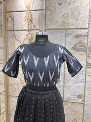 Ikat Black Blouse with Sleeves