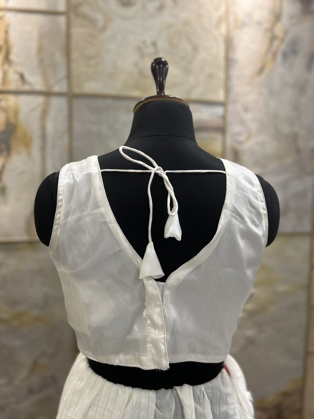 White Front Pleated Designer Blouse